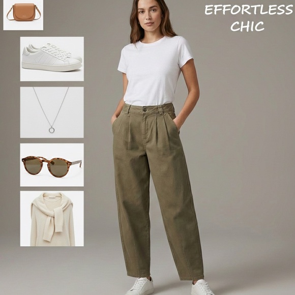 Forever 21 Olive Green Pleated Balloon Pants - Size M - Picture 9 of 9